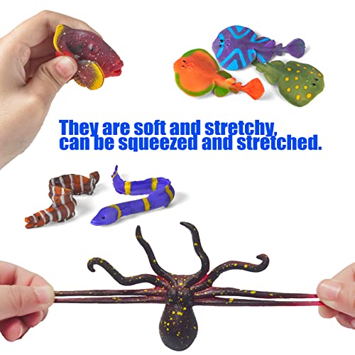 12 Pack Color Changing Sea Animal Toys,Change Color Ocean Animals Figures,Mold Free Bath Toys for Toddlers Kids,Water Tabl...