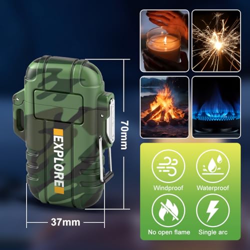 LcFun Electric Lighter USB C Rechargeable Plasma Lighter Windproof Flameless Arc Lighters, Waterproof Matches for Camping ...
