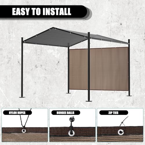 Yoojahow 2 Pcs 90% Sun Shade Cloth with Grommets 10' x 14' Pergola Shade Patio Replacement UV Block Privacy Screen Mocha C...