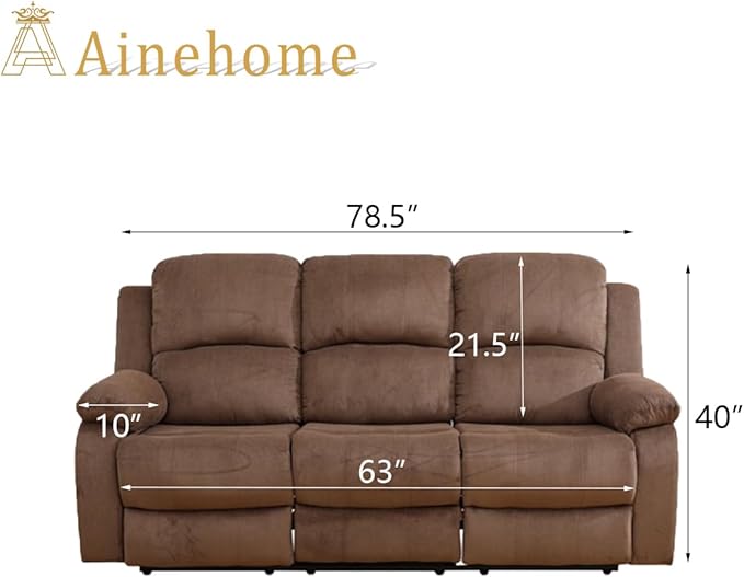 A Ainehome Living Room Furniture Set Leather Recliner Sofa Set Loveseat Chair Furniture Sofa Set for Living Room/Small Space/Rv/House/Office/Theater Seating (A-Taupe Brown Corduroy,Sofa(3seater))