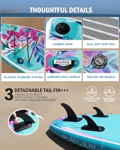 SamaDally 10.6' Inflatable Stand Up Paddle Boards, 32" Paddle Board of All Skill Levels with Complete Inflatble SUP Access...