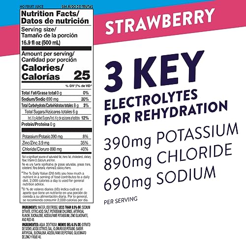 Pedialyte Electrolyte Solution, Strawberry, Hydration Drink, 12 bottles, half liter each