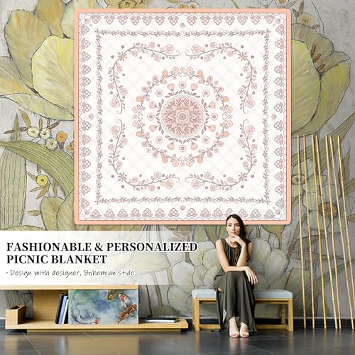 aoole Boho Picnic Mat, 79" x 79" Extra Large Outdoor Picnic Blanket, Washable Foldable Portable Blanket for Beach/Camping/...