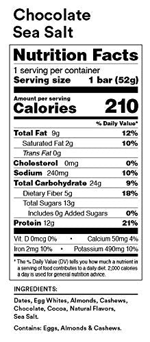 RxBar, Whole Food Protein Bar, Chocolate Sea-Salt, 1.8 oz