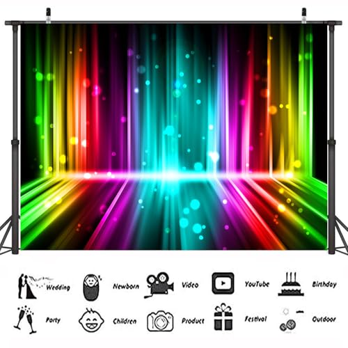 Withu Colorful Neon Lights Glow Party Backdrop Crazy Music Disco Dance Hip Hop Prom Birthday Party Supplies Banner Let's G...