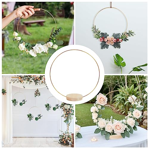 GUDELAK 12 Set 12 Inch Floral Hoop Centerpiece Table Decorations with 2 Heart Shaped Acrylic, Gold Wedding Centerpieces wi...