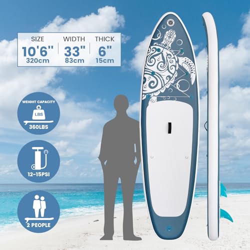 FEATH-R-LITE Inflatable Paddle Board Stand Up Paddleboards for Adults SUP with Premium Accessories Pump, Adjustable Paddl...