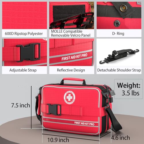 Besst Survivor Comprehensive First Aid Kits- Advanced Trauma Kits with Labeled Compartments, Large Emergencies Medical Kit...