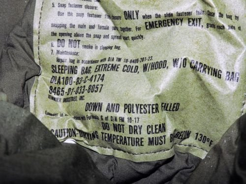 Very Warm Military US Army Subzero Extreme Cold Weather ECW Down GI Sleeping Bag