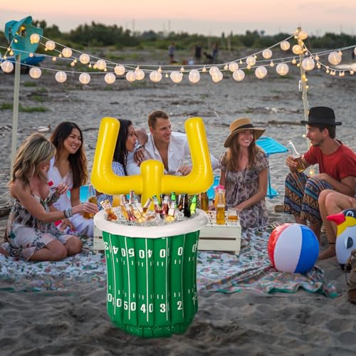 Zhanmai 3 Pcs Large Football Inflatable Cooler Football Drink Cooler Inflatable Serving Bar Food Container Inflatable Drin...