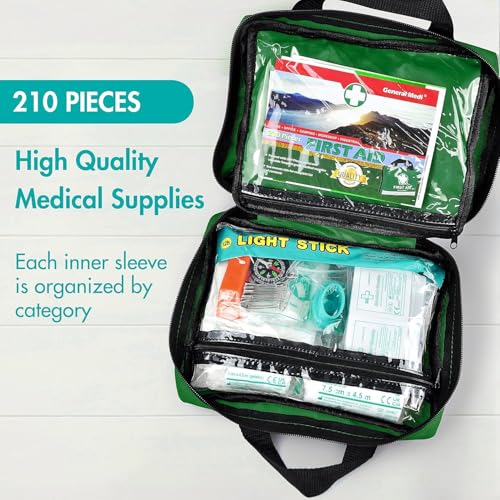 General Medi 210 Piece First Aid Kit- Emergency Kit - Reflective Design - Includes Ice(Cold) Pack, Moleskin Pad and Emerge...