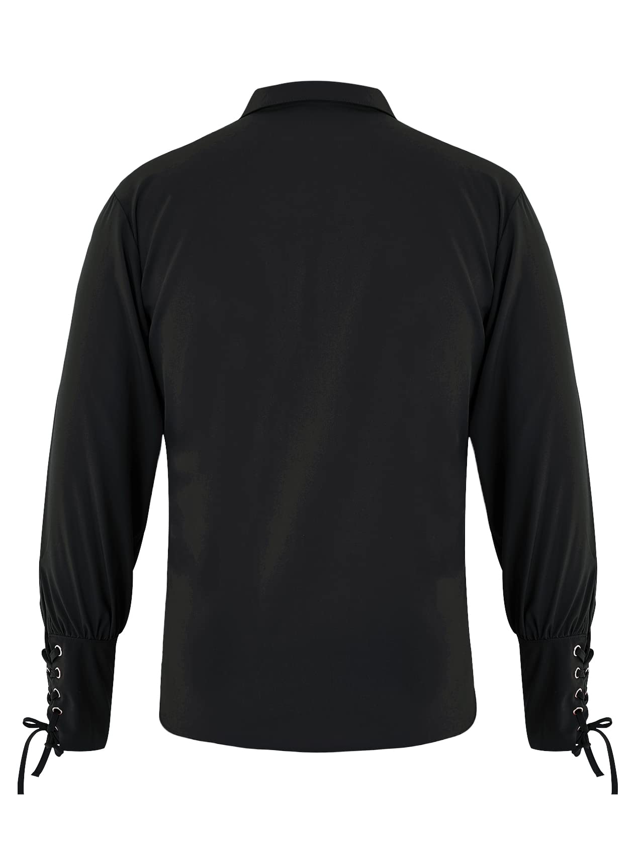 Karlywindow Mens Medieval Pirate Shirts Lace Up Scottish Mercenary Halloween Costume Shirt Tops Black