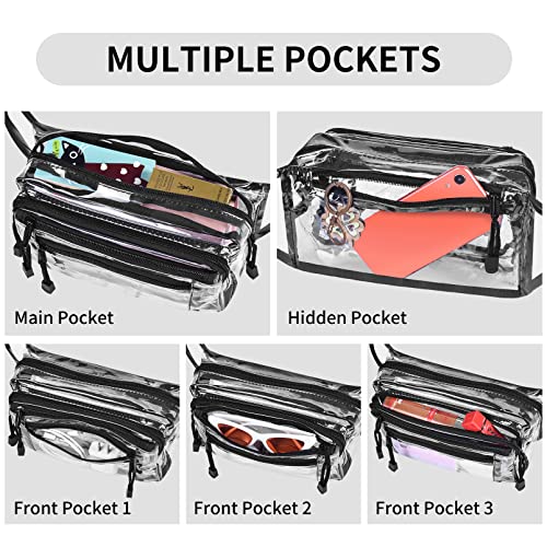 Clear Bag Stadium Approved Large Clear Fanny Pack for Women for Work,Multi-purpose Waist Bag for Travel & Sporting Event