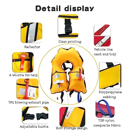 Adult Kayak Vest High Buoyancy Swim Vest Manual Inflatable Women's Men's Adjustable Safety Jacket Swimming Fishing Outdoor...