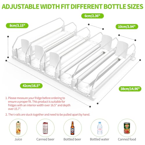 Drink Organizer for Fridge, Soda Can Dispenser for Refrigerator, Automatic Drink Dispenser for Fridge Holds up to 25 Cans,...
