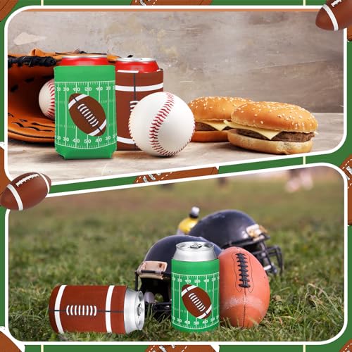 Domensi 50 Pcs Football Party Favors 16oz Beer Can Sleeves Reusable Beer Holder Party Decoration Soda Can Coolers Coozie f...
