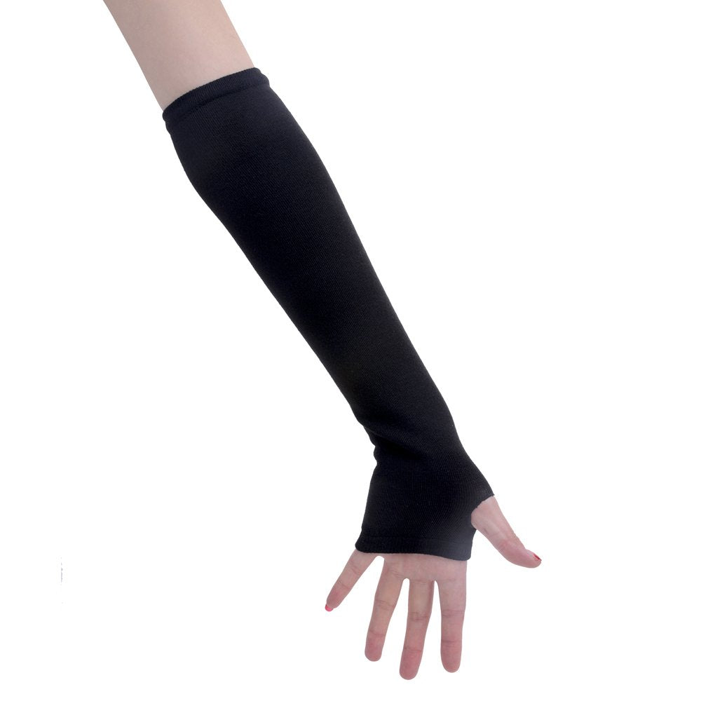 JISEN Women Punk Winter Arm Warmer Knitted Stretchy Soft Fingerless Gloves White Skeleton