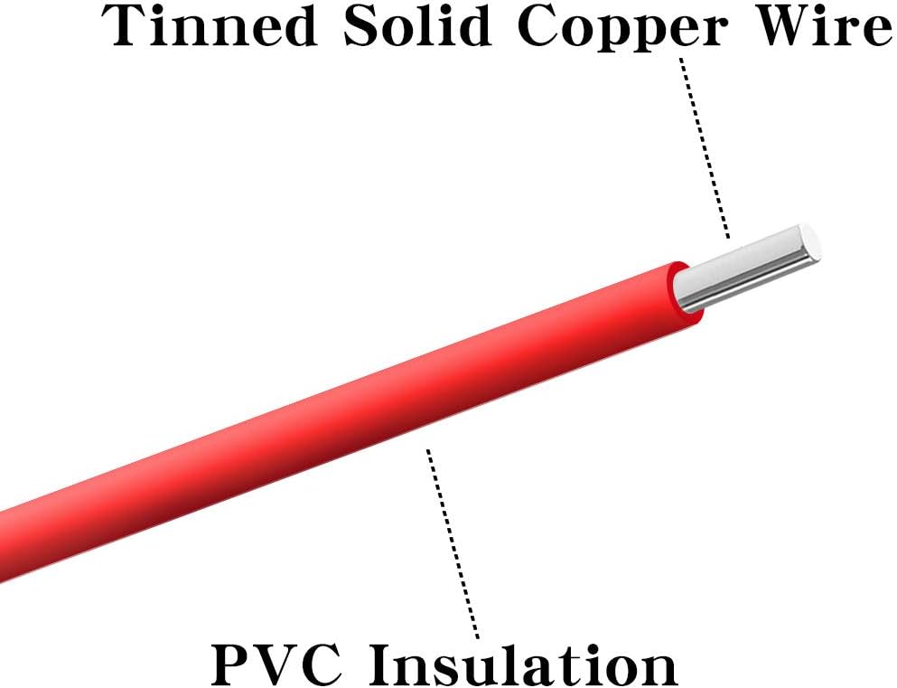 BNTECHGO 22 Gauge PVC 1007 Solid Electric Wire White 100 ft 22 AWG 1007 Hook Up Tinned Copper Wire