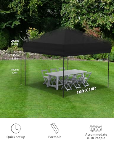 Garvee 10x10 Pop Up Canopy Tent Outdoor Canopy One-Person Set Up Heavy Duty Commercial Instant Tent Shelter, 1-Sidewall+Black