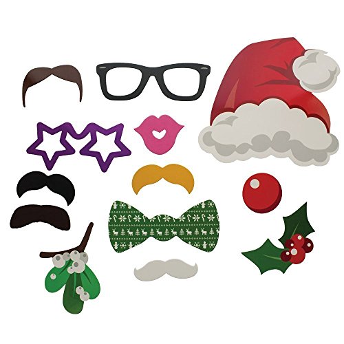 Festive Holiday Christmas Photo Booth Props with Card Frame Holiday Party Decoration and Entertainment