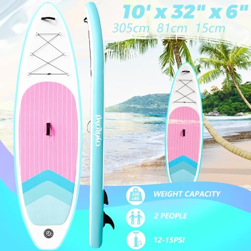 OWROMI Inflatable Stand Up Paddle Boards with Premium SUP Paddle Board Accessories, Wide Stable Design, Anti-Slip EVA Deck...