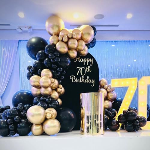 YMSZ Black and Gold Balloons, 67pcs 12 Inch Metallic Gold and Black Balloons for Birthday, Retirement, Graduation, New Yea...
