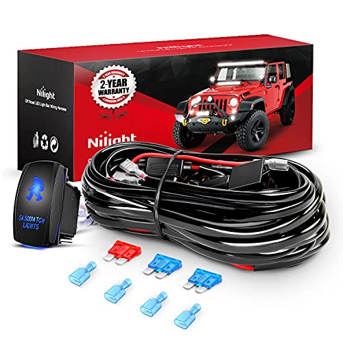 Nilight - 10013W NI -WA 07 LED Light Bar Wiring Harness Kit SASQUATCH LIGHTS 12V 5Pin Rocker Laser On off Waterproof Switc...