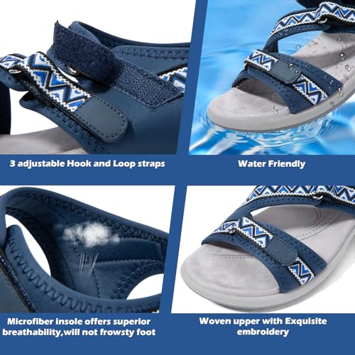 Zelaprox Women Comfortable Walking Sandals with Arch Support Hiking Sandals Casual Summer Athletic Sandals for Outdoor wit...