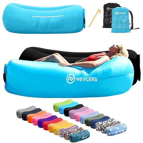 Nevlers 2 Pack Inflatable Loungers Air Sofa Couch | Perfect for Beach Chair Camping Chairs or Portable Hammock |Travel Bag...