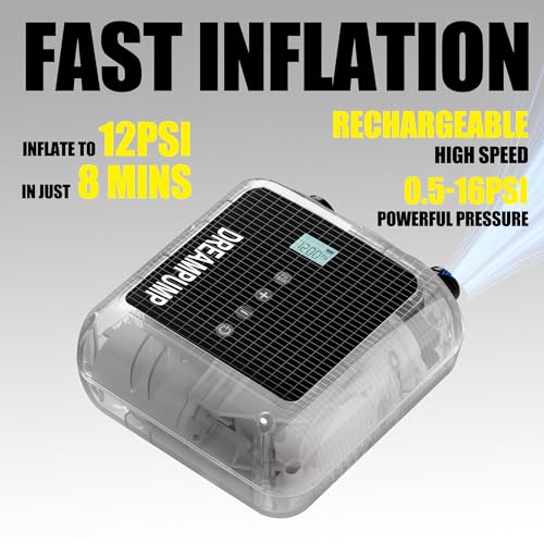 Portable Paddle Board Pump, Electric SUP Air Pump, High Pressure Inflator Rechargeable Battery-Powered for Inflatable Stan...
