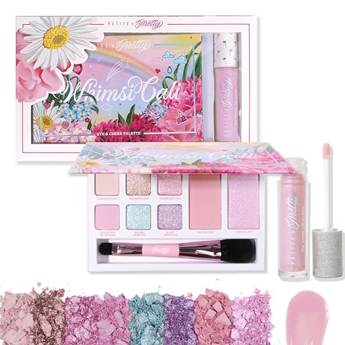 Petite 'N Pretty - WhimsiCali Eyeshadow & Cheek Makeup Palette and 10K Shine Lip Gloss Duo – Natural & Non-Toxic Face Make...