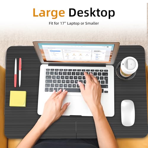 BUYIFY Portable Foldable Laptop Desk for Bed and Couch, Adjustable Lap Desk with Cup Holder and Phone Holder, Ideal for Wo...