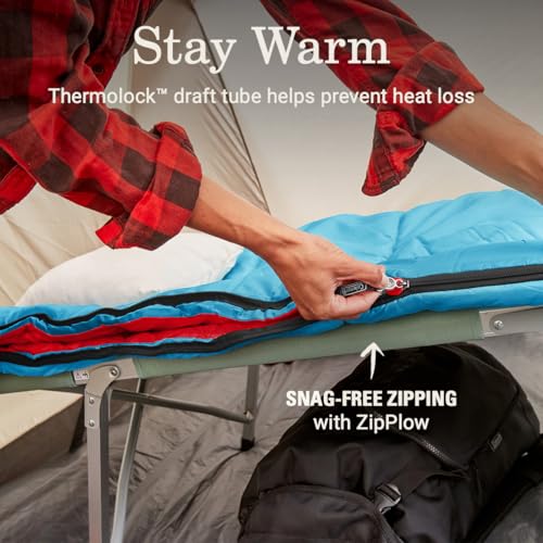 Coleman Flatlands 30/40/50°F Sleeping Bag, Made from 100% Recycled Material, Big & Tall Options, Cool-Weather Sleeping Bag...