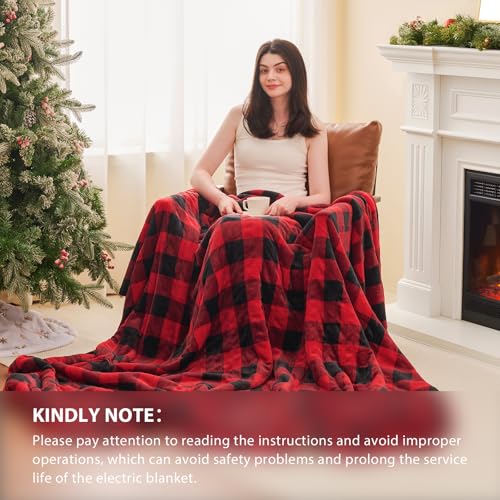 Homemate Electric Blanket Heated Throw - 50“x60“ Ultra Soft Cozy Flannel Heating Blanket with 10 Fast Heat Levels 8 Hours ...