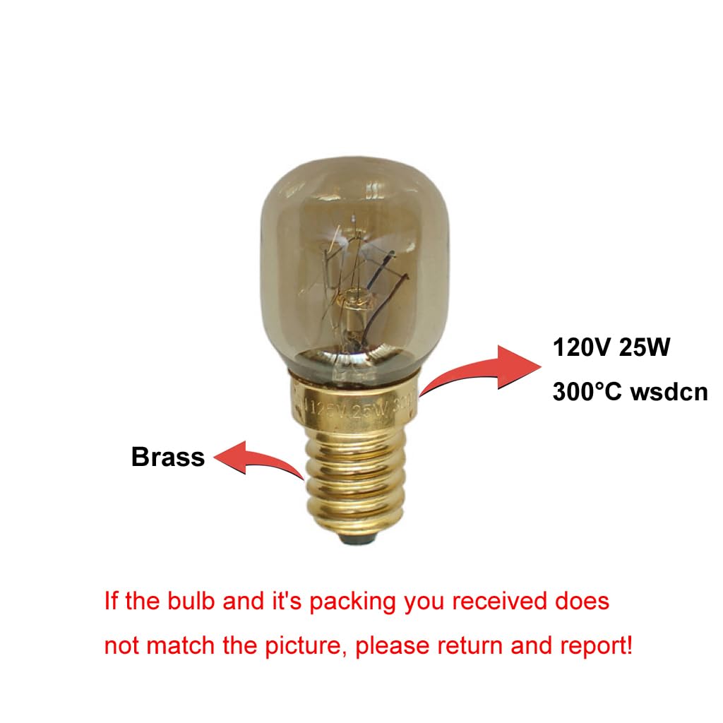 2 Pack, Fulfilled by Amazon, WSDCN E14 T25 25W 120V 120 Volt 125V 110V~130V Oven Light Bulb Heat Resistant Bulb 300'C