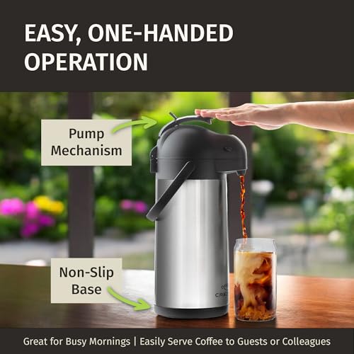 Coffee Carafe Airpot & Cleaning Brush - 101oz / 3L Airpot 12 Hours Hot Water Dispenser or 36 Hours Cold Drink Dispenser wi...