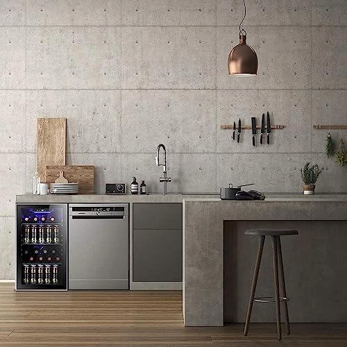 Antarctic Star 26 Bottle 130 Can Wine Cooler/Cabinet Beverage Refrigerator Mini Wine Cellar Beer Soda Clear Glass Door Bar...