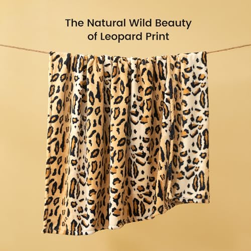 Cozy Bliss Leopard Print Fuzzy Throw Blanket for Couch - Thick Soft Warm Fleece Blankets for Room Decor, for Kids, Women M...