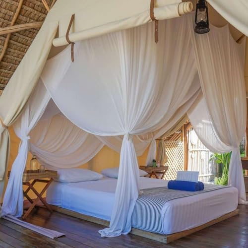 UB-STORE 100% Cotton Bed Canopy for Queen and King Size Bed | Handmade Luxury Mosquito Net Bedroom Curtains | Decorative R...