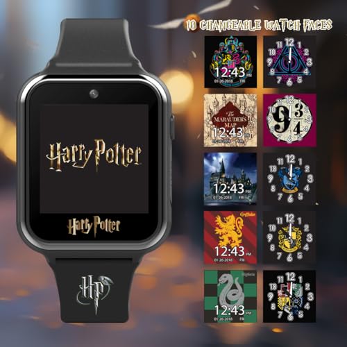 Harry Potter Kids Smart Watch – Interactive Touchscreen Watch with 10 Changeable Faces, Camera, Games, Alarm, Stopwatch, Step Counter & Calculator – Fits Wrists from 5.5" to 8"