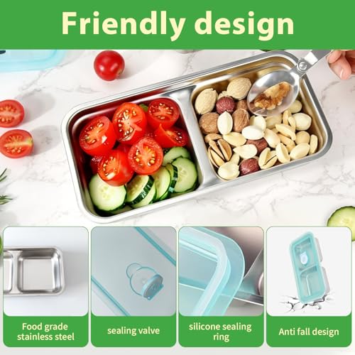 Thrseely 6PCS Grab and Go Snack Containers Reusable, Stainless Steel Double Compartment Snack Containers, Dishwasher- Reus...