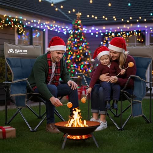 Huskfirm Heated Camping Chair Extra Wide Heated Chair Heavy Duty Heated Camp Chair Supports 450 lbs Heated Lawn Chairs for...