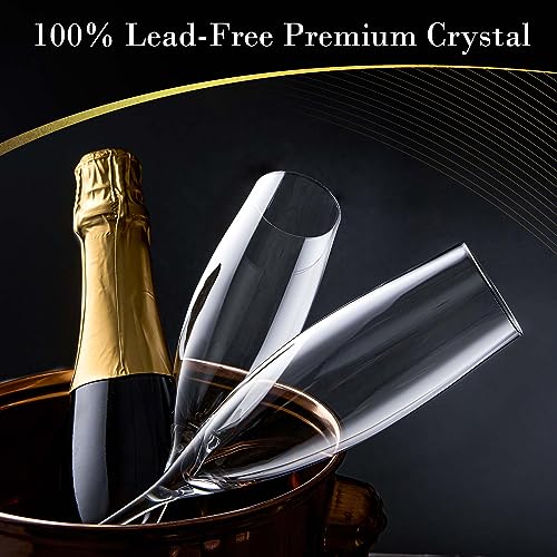JBHO Champagne Glasses-Elegant Flutes-Gift-Box-Hand Blown Champagne Flutes Glass-100% Lead-Free Premium Crystal - Gift Ide...