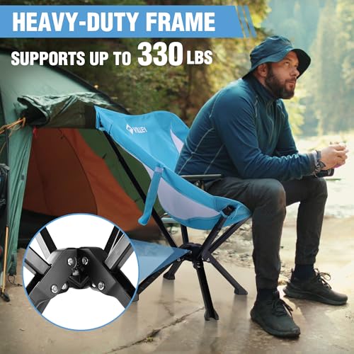 VILLEY Portable Folding Chair Lightweight Camping Chair No Assembly Needed, Quick Setup for Beach, Hiking, Supports 330 LB...