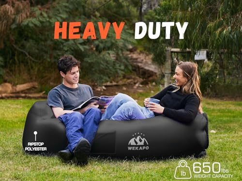 WEKAPO Inflatable Couch Air Lounger Chair - Camping & Beach Accessories, Portable Blow up Sofa for Hiking, Lawn, Indoor/Ou...
