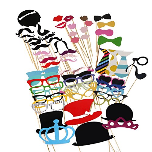 Tinksky Photo Booth Props 60 piece DIY Kit for Wedding Party Reunions Birthdays Photobooth Dress-up Accessories & Party Fa...