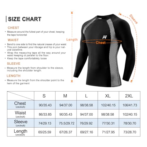 Men's Thermal Compression Shirt Fleece Lined Long Sleeve Thermal Shirts Athletic Base Layer Top Cold Weather Gear Black