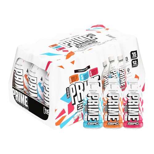 Prime Zero Variety Berry Ice, Cherry Ice, & Orange Ice Sugar Free Sports Drinks, Electrolyte Enhanced to Replenish Fluids,...