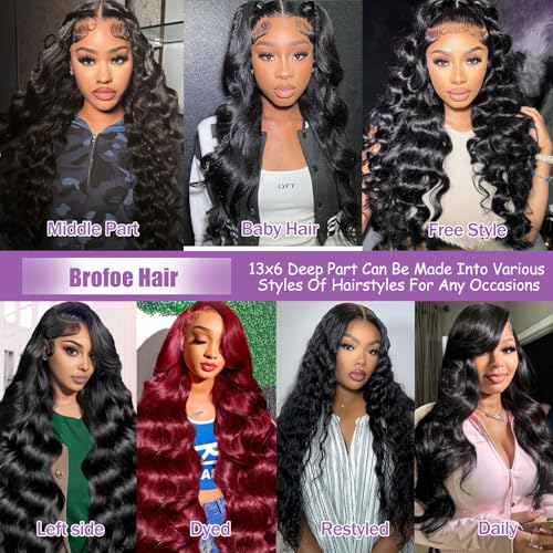 13x6 Lace Front Wigs Human Hair 200 Density Body Wave HD Lace Front Wigs Human Hair Pre Plucked Natural Color Glueless Wigs for Women 22 Inch