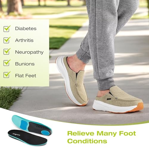 OrthoComfoot Men's Orthopedic Slip-On Loafers Walking Shoes: Casual Comfortable Arch Support Slippers for Plantar Fasciiti...